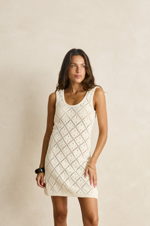 RHYTHM Jaffa Knit Mini Dress Sand