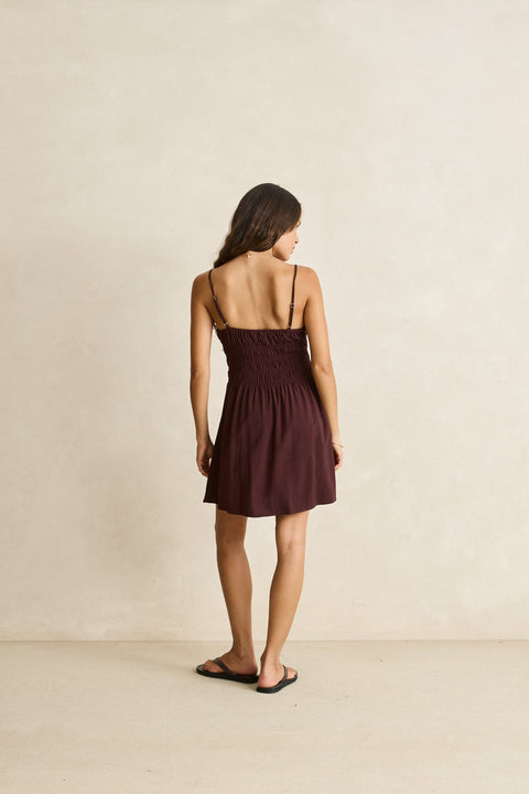 RHYTHM Staple Mini Dress Chocolate
