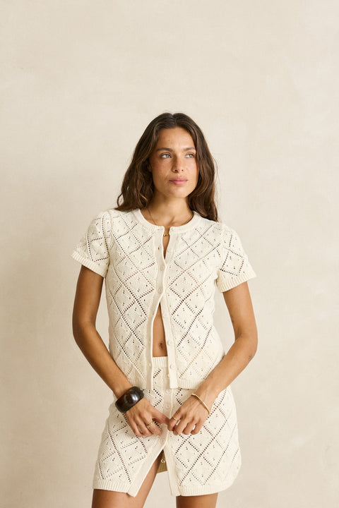 RHYTHM Jaffa Knit Mini Skirt Sand