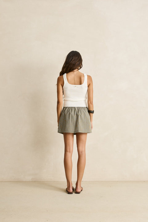 RHYTHM Lenni Check Skort Olive
