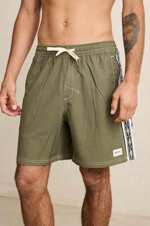 RHYTHM - Panel Stripe Beach Short Olive