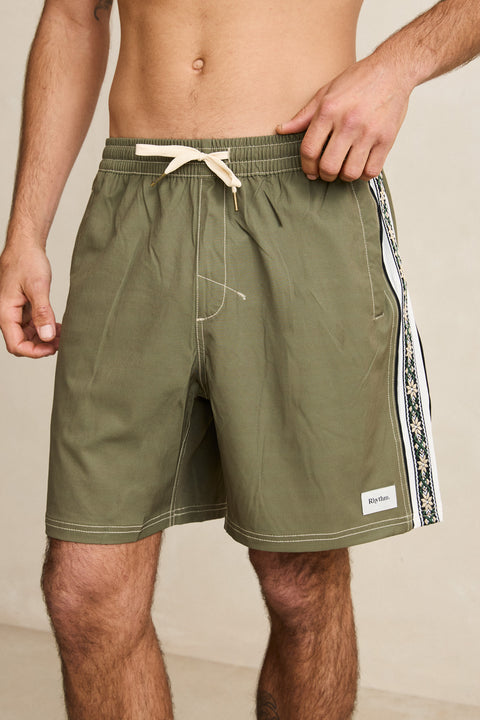 RHYTHM - Panel Stripe Beach Short Olive