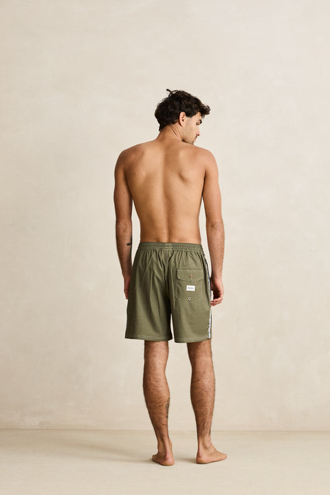 RHYTHM - Panel Stripe Beach Short Olive