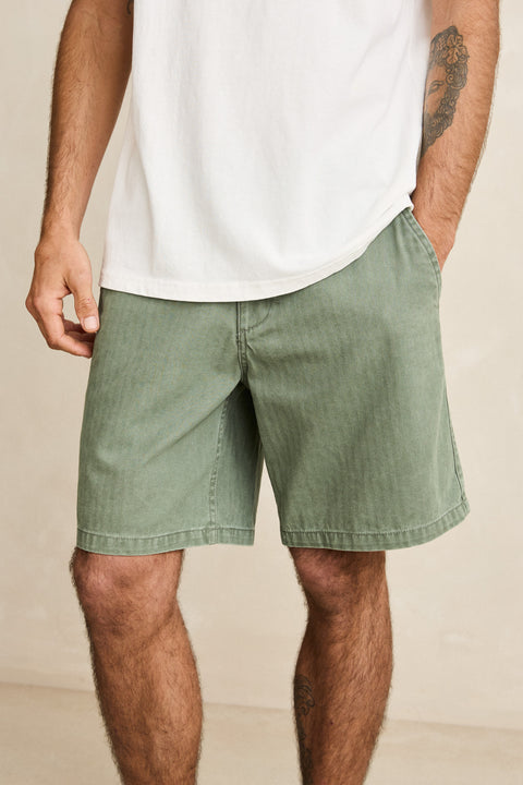 RHYTHM - Essential Herringbone Short Olive