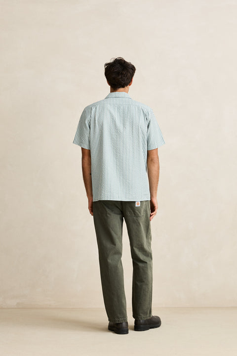 RHYTHM - Seersucker Stripe Ss Shirt Pine