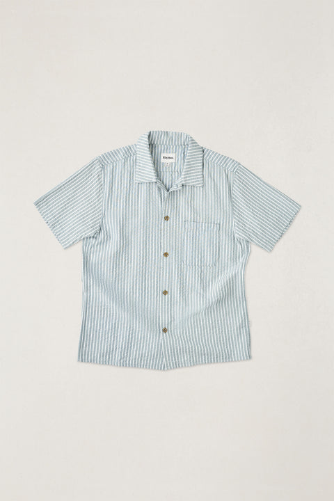 RHYTHM - Seersucker Stripe Ss Shirt Pine