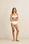 RHYTHM Lily Rib Contrast Boyleg Pant Cream