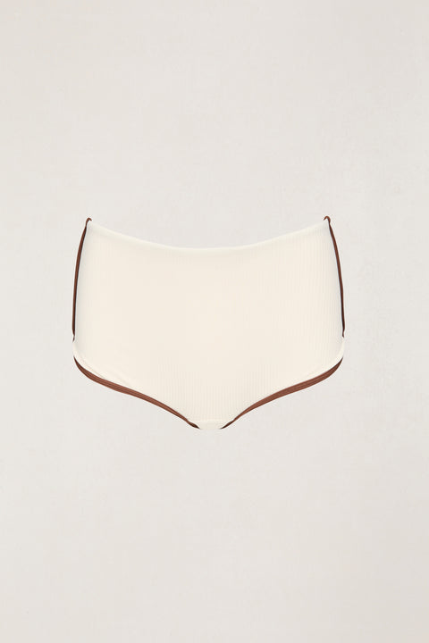 RHYTHM Lily Rib Contrast Boyleg Pant Cream