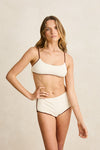 RHYTHM Lily Rib Contrast Crop Top Cream