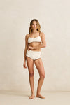 RHYTHM Lily Rib Contrast Crop Top Cream