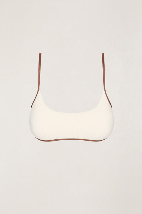RHYTHM Lily Rib Contrast Crop Top Cream