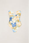 RHYTHM Blanca Floral Tie Front Bandeau One Piece Olive