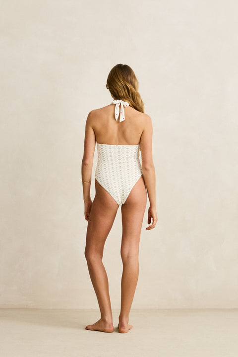 RHYTHM - Mila Reversible Halter Neck One Piece Cream