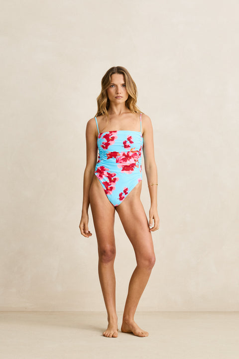 RHYTHM - Samba Floral Scrunched Side One Piece Blue