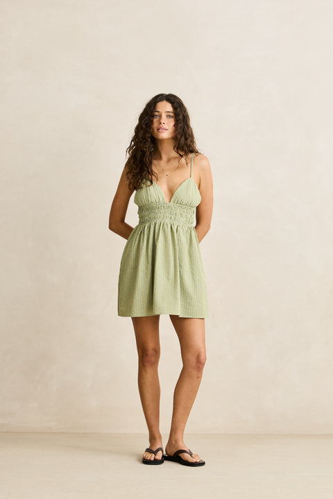 RHYTHM - Vista Stripe Mini Dress Olive