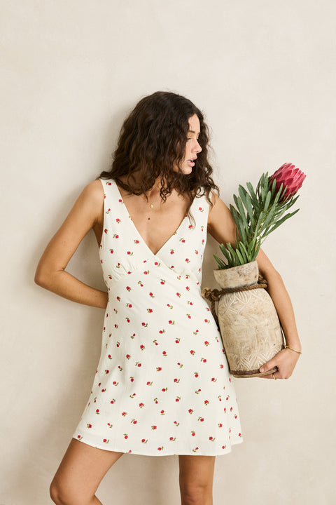 RHYTHM - Mila Floral Mini Dress Cream