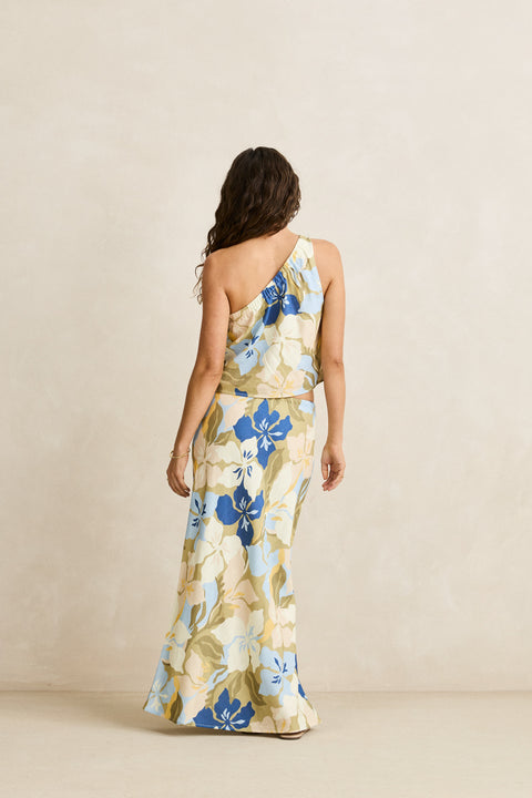 RHYTHM Blanca Floral One Shoulder Top Olive