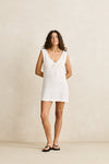 RHYTHM - Sandy Cove Tie Front Mini Dress White