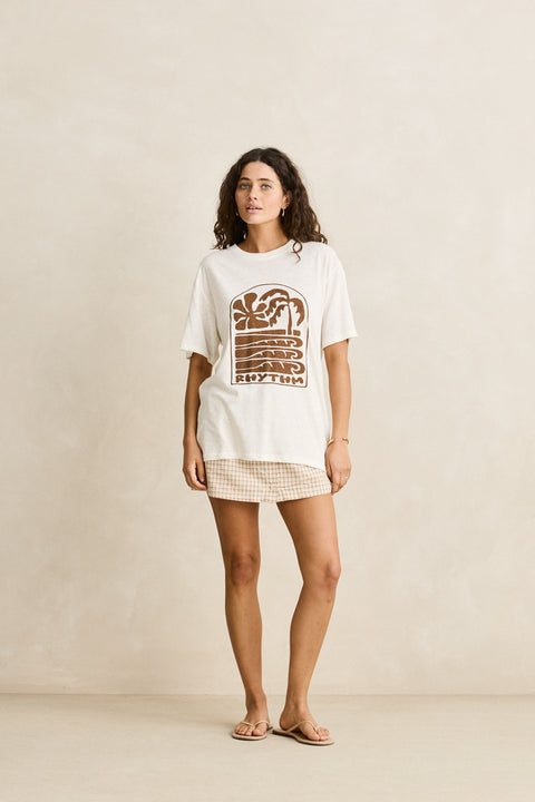 RHYTHM Palm And Sun Oversized T-Shirt Vintage White