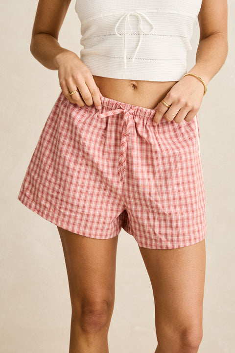 RHYTHM - Kirra Check Short Pink