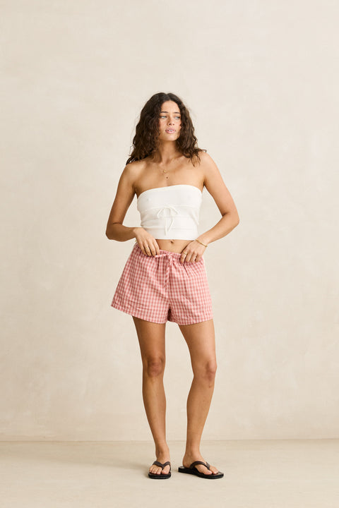 RHYTHM - Kirra Check Short Pink
