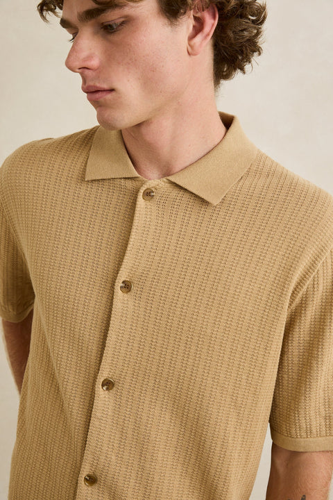 RHYTHM - Textured Knit Ss Shirt