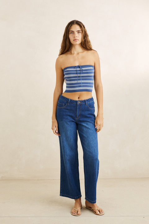 RHYTHM Vista Stripe Strapless Knit Top