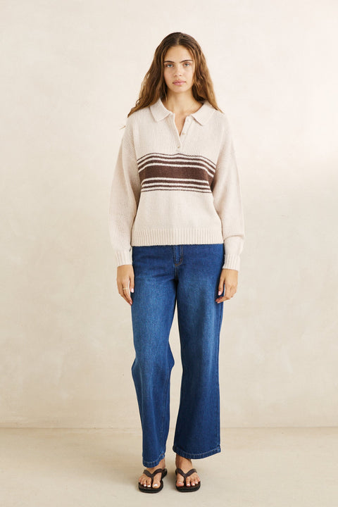 RHYTHM - Strata Knit Collared Jumper