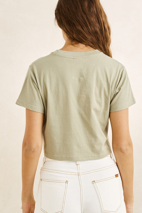 RHYTHM - Bayside Crop Crew Tee Palm