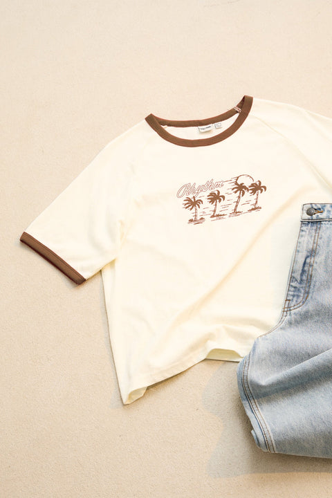 RHYTHM Palma Printed Tee Brown