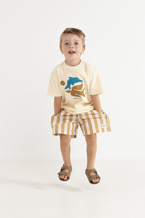 RHYTHM - Kids Peace SS T-Shirt Natural White