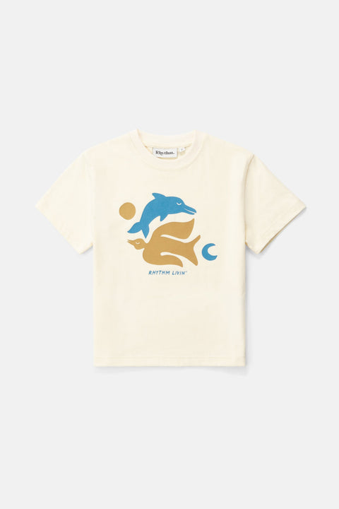 RHYTHM - Kids Peace SS T-Shirt Natural White