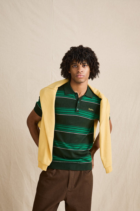 RHYTHM Langer Ss Polo Beer Bottle Green