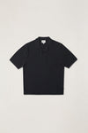 RHYTHM Textured Knit Johnny Polo Black
