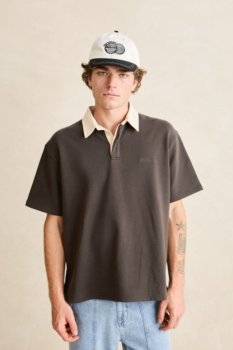 RHYTHM Koa Ss Rugby Polo Charcoal