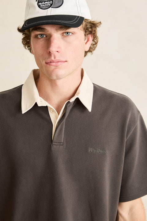 RHYTHM Koa Ss Rugby Polo Charcoal