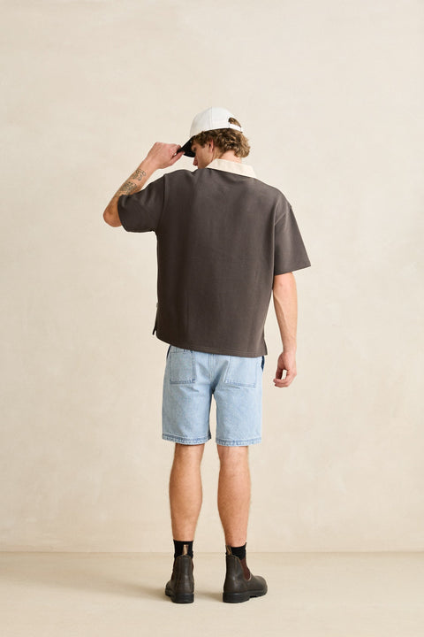 RHYTHM Koa Ss Rugby Polo Charcoal