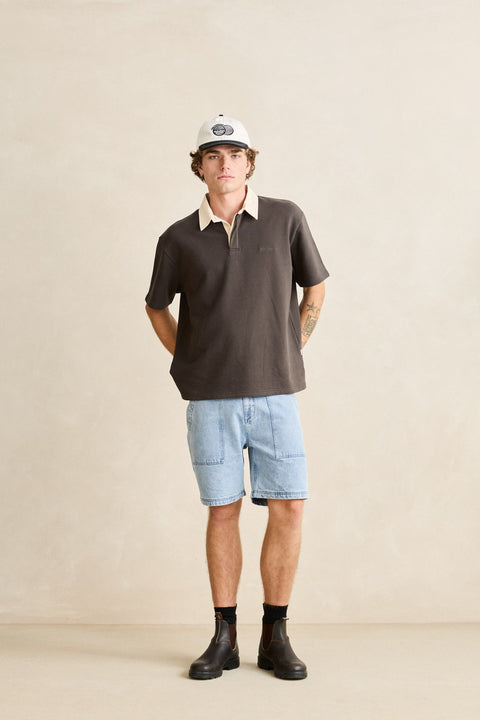RHYTHM Koa Ss Rugby Polo Charcoal