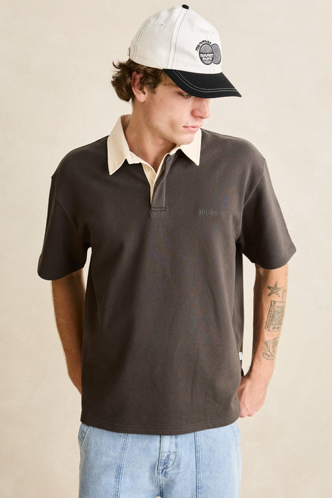 RHYTHM Koa Ss Rugby Polo Charcoal