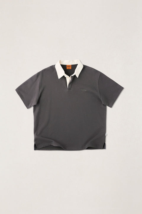 RHYTHM Koa Ss Rugby Polo Charcoal