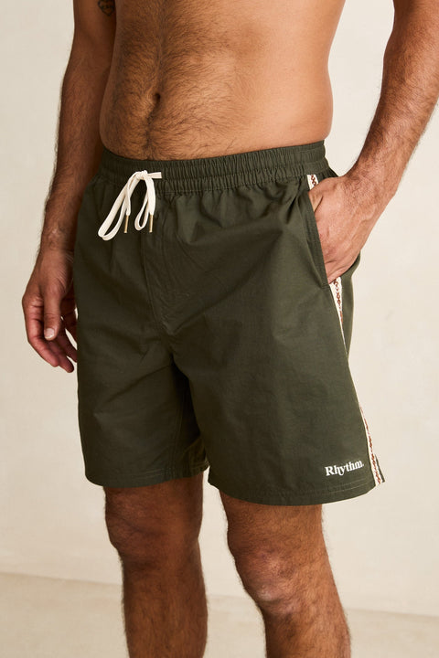 RHYTHM Woven Tape Beach Short Olive