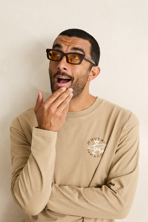 RHYTHM - Jaunt Vintage Ls T-Shirt Macadamia