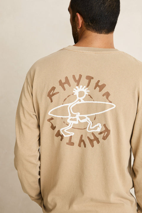 RHYTHM - Jaunt Vintage Ls T-Shirt Macadamia