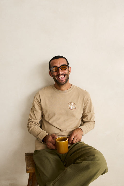 RHYTHM - Jaunt Vintage Ls T-Shirt Macadamia