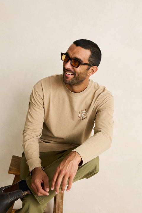 RHYTHM - Jaunt Vintage Ls T-Shirt Macadamia
