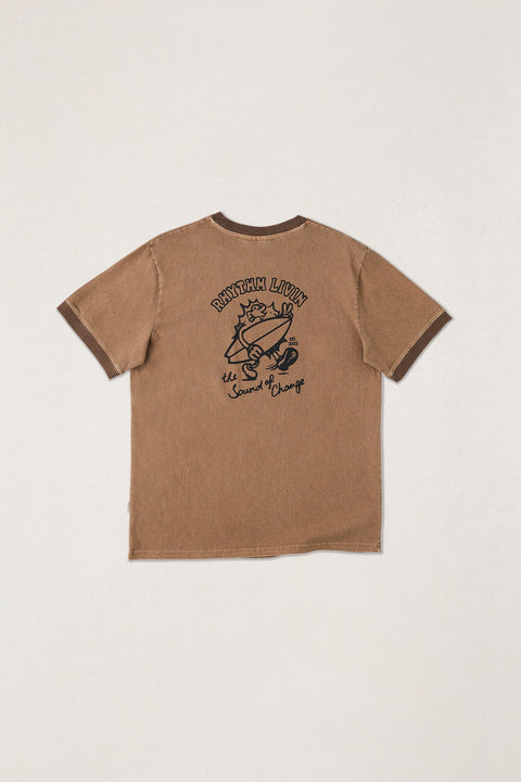 RHYTHM Peace Sun Ringer Vintage Ss T-Shirt Oak