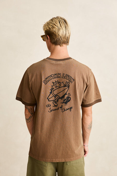RHYTHM Peace Sun Ringer Vintage Ss T-Shirt Oak