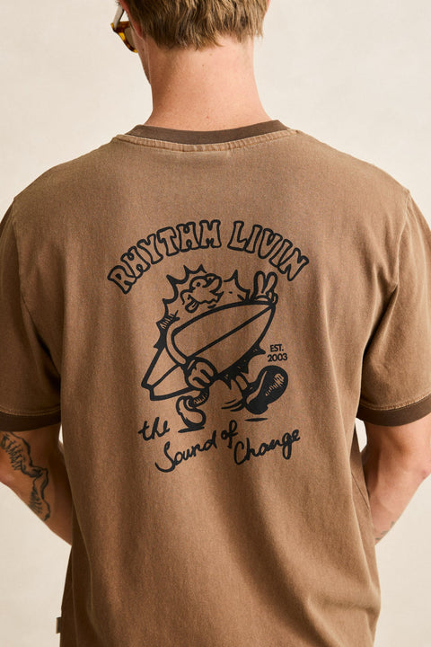 RHYTHM Peace Sun Ringer Vintage Ss T-Shirt Oak
