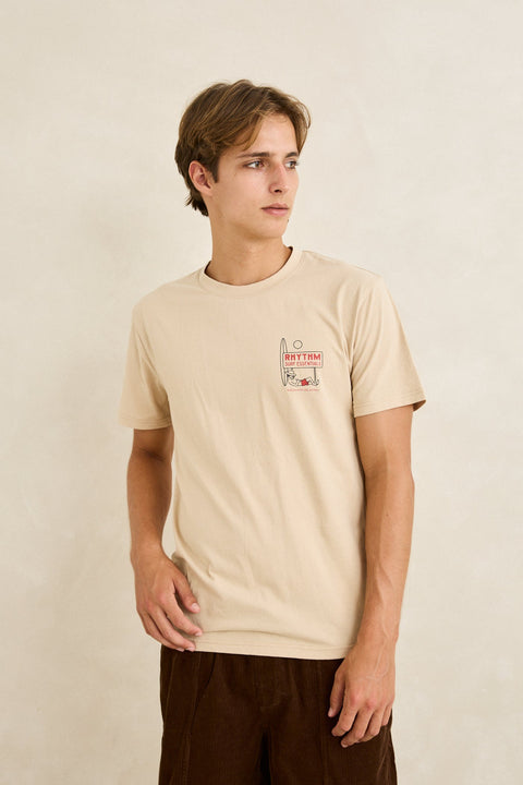 RHYTHM - Bike Wanderer Ss T-Shirt Sand