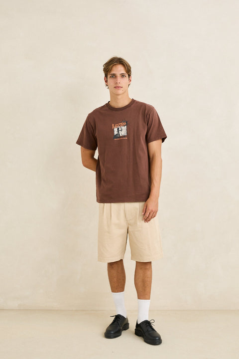 RHYTHM - Tune In Vintage Ss T-Shirt Chocolate